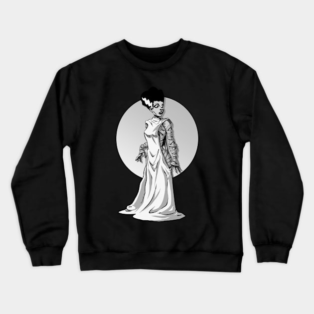 Bride of Frankenstein Black and White Crewneck Sweatshirt by LKSComic